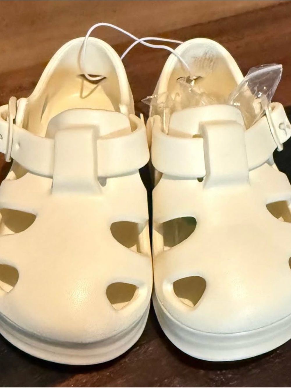 Kids White Closed-Toe Sandals with Adjustable Strap
